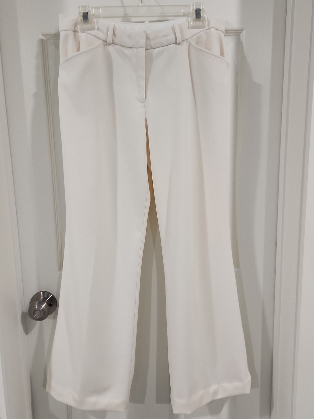 Worthington Women Size 8 Average Dress Pants Cream Off White Wide Leg Office